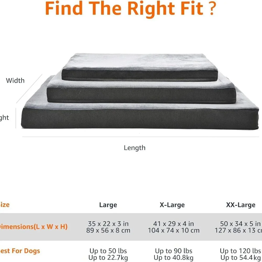 Dog Bed with Cooling Gel Memory Foam, Pressure-Relief Support for Dogs up to 50l